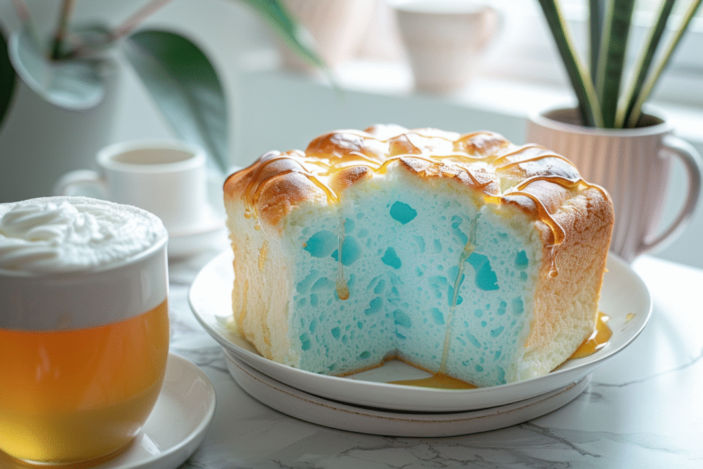 fluffy cloud bread with honey drizzle