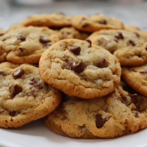 Close-up of brown butter chocolate chip cookies
