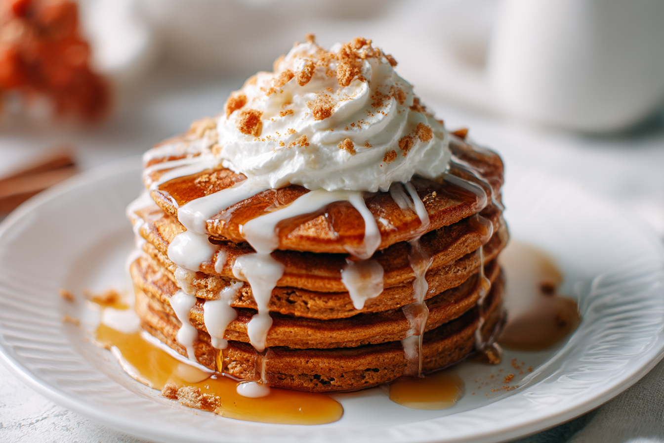 Close-up of fluffy gingerbread pancakes